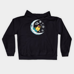 Skater Monster Galaxy Moon Universe Skateboarder Kids Hoodie